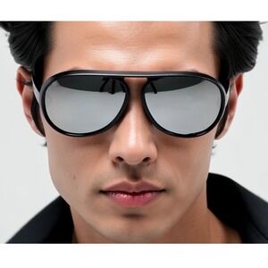 Silver Mirror Circle Summer Beach‎ Men Round Black Tint Shades Sunglasses Lentes
